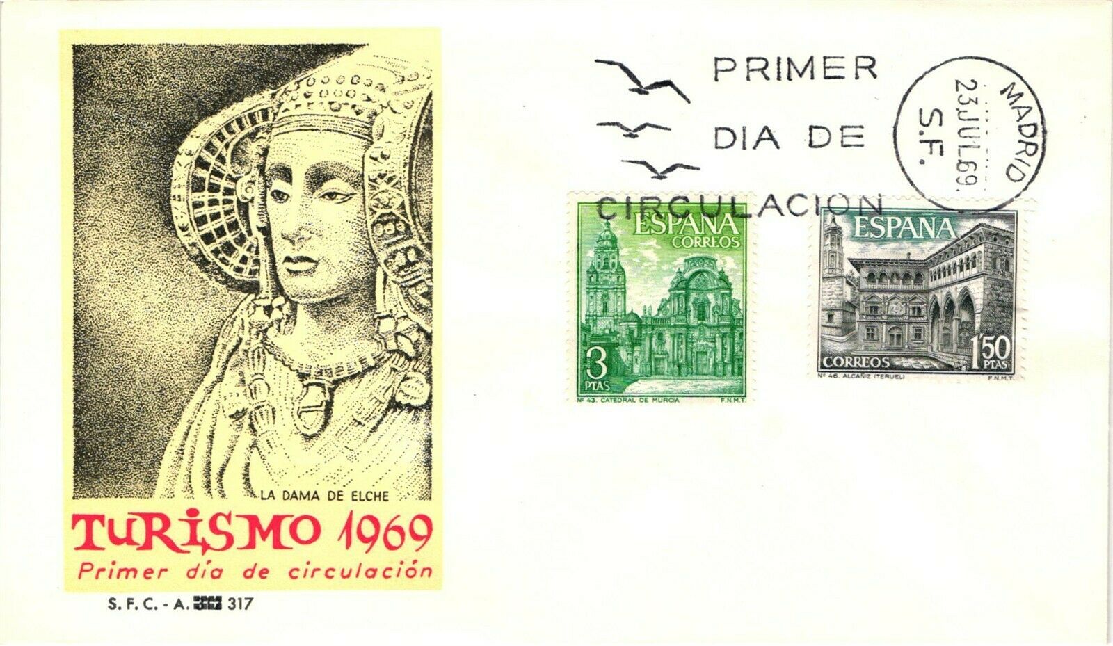 Gp Goldpath: Spain Cover 1969 First Day Of Issue _cv686_p22
