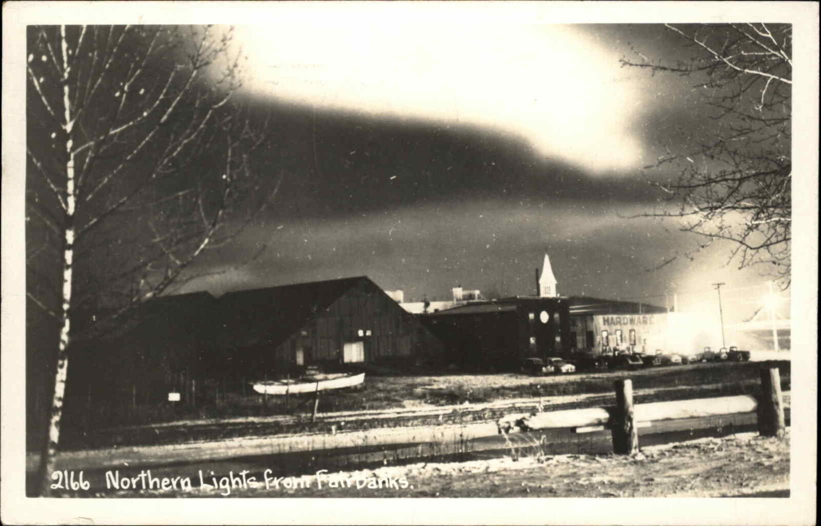 Fairbanks Ak Northern Lights 1954 Used Real Photo Postcard