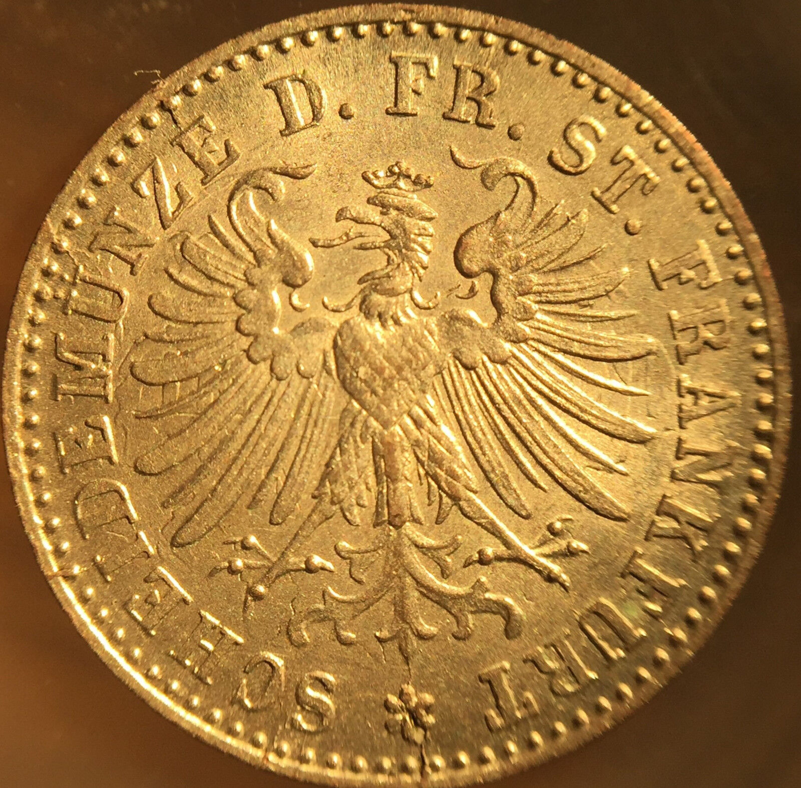 Error! Die Clash! 1864 Silver 1 Kreuzer German States Frankfurt Great Bu Shape!
