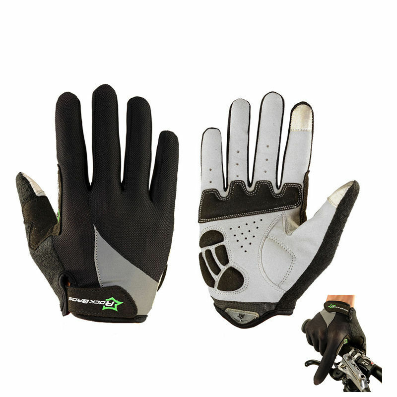 Rockbros Full Finger Spring Cycling Bike Gloves Touch Screen Sports Gloves Black