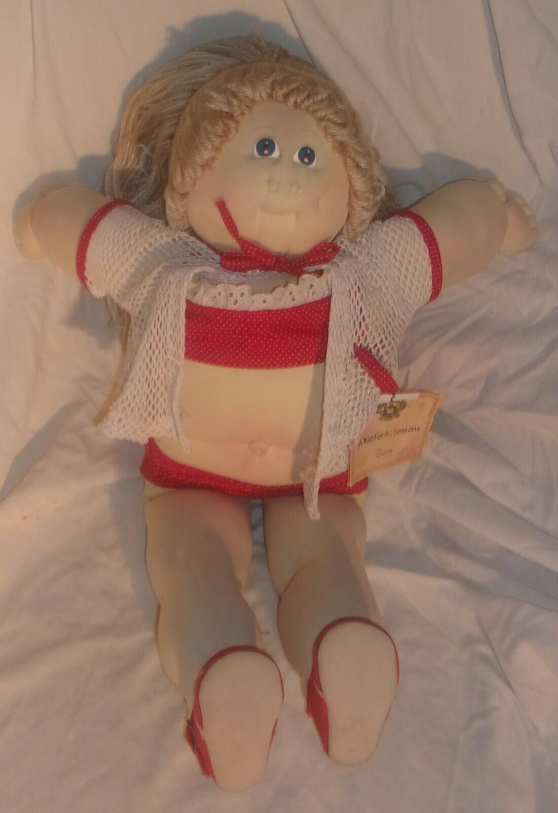 Vintage Cabbage Patch Soft Sculpture Doll In Very Good Condition With Tag Sunny
