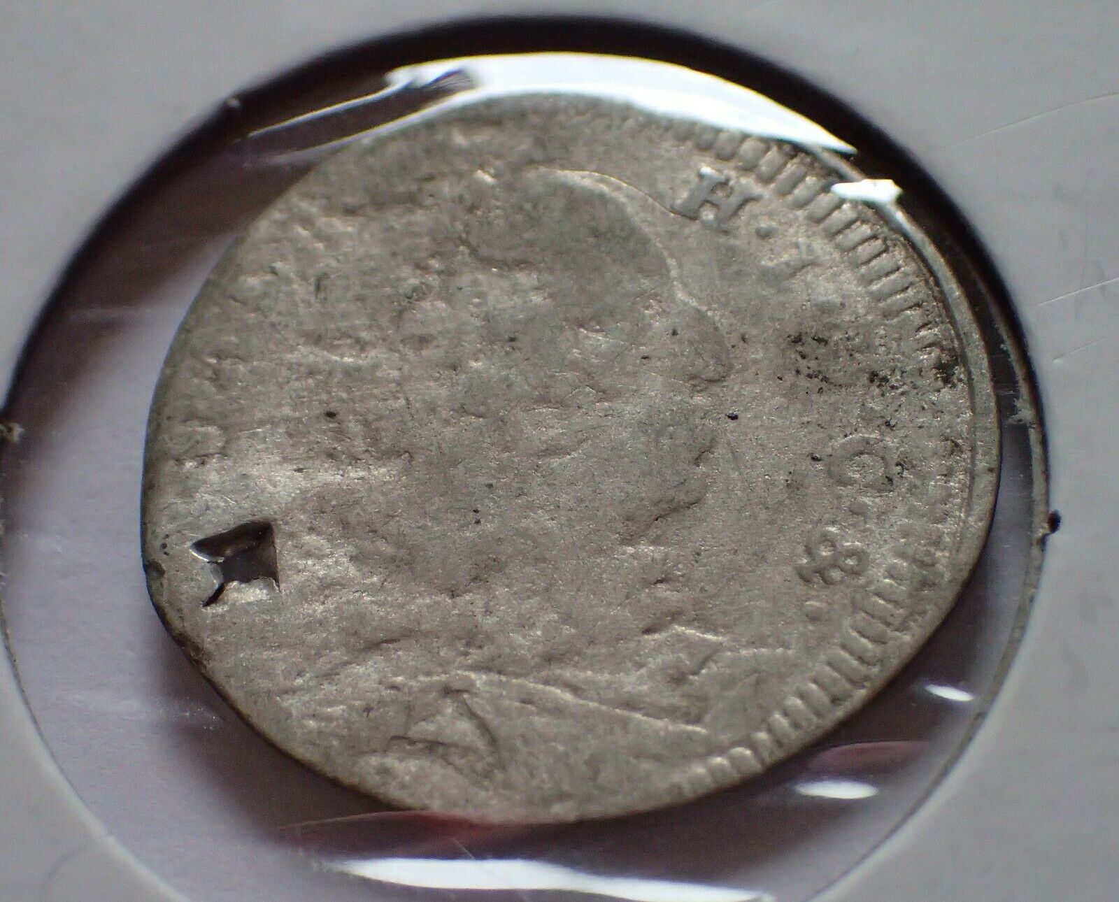 German States Bavaria 1733 3 Kreuzer Silver Coin Holed