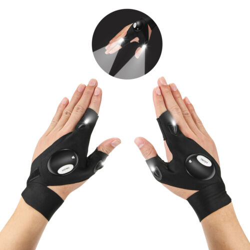 1pair Led Light Finger Gloves Fingerless Glove Repair Outdoor Flashing Artifact