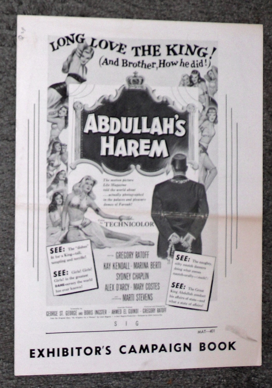 Abdullah's Harem Original 1956 Pressbook Marina Berti/kay Kendall/sexy Babes